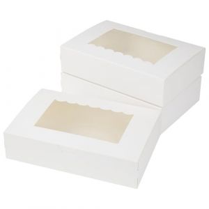 AWCIGG Lot de 20 Boîtes en Carton Blanc avec Fenêtre Transparente, Boite Gateau 21,5 x 14 x 5,1 cm, Boite Pâtisserie Carton pour Biscuits Cookies, Tarte, Cupcakes, Cadeaux (INK BIRD, neuf)