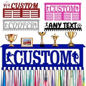 Porte Médaille Personnalisé avec Prenom Logo Présentoir à Medaille Personnalisée Bleu pour Football Gymnastique Judo Ballet Enfant Garçon Fille Cadeau Personnalisé Présentoir de Sport en Méta (Lokfun, neuf)