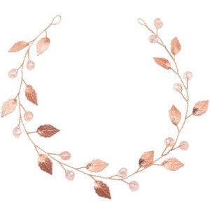 WRITWAA Bandeau Mariage en Strass et Alliage Ros&eacute; Accessoire Cheveux pour Mari&eacute;e Bandeau Feuille D&eacute;coratif &Eacute;l&eacute;gant Coiffure de Mariage Romantique Pr&eacute;sent F&eacute;minin D&eacute;licat (Wlonga, neuf)