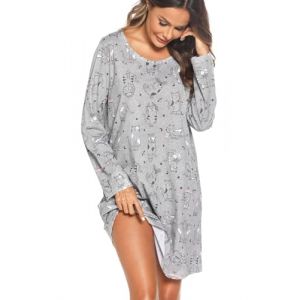 ENJOYNIGHT Chemise de Nuit Femme &agrave; Manches Longues Coton Robe de Nuit Imprim&eacute; V&ecirc;tements de Nuit (Small,Chat 2) (lovelynight, neuf)