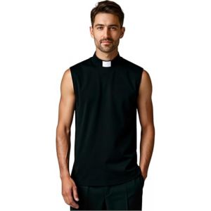 Chemises de clerg&eacute; pour homme - Chemise de pr&ecirc;tre sans manches et col &agrave; languette de clerg&eacute; - Tenue de pr&ecirc;tre - Costume de pr&ecirc;tre, Noir , M (ANDHOM Store, neuf)