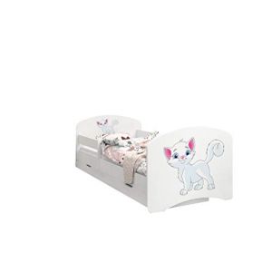 Happy Babies - LIT D'ENFANT DOUBLE FACE AVEC TIROIR Design moderne avec bords s&eacute;curis&eacute;s et matelas en mousse antichute 7 cm (Chatons, 180x90) (EuroTrip, neuf)