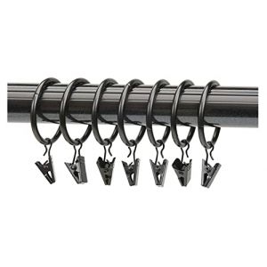 Anawakia Lot de 10 Anneaux de Rideaux avec Pinces Metal Rideau Clips Crochet, Draperie Rideau Clips avec des Anneaux (Noir,Diamètre intérieur 38mm) (Anawakia, neuf)