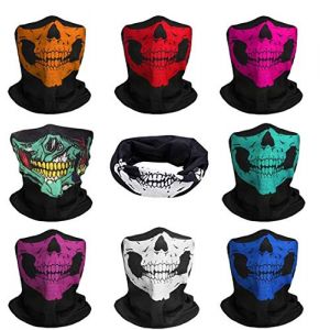 JAHEMU Masque de t&ecirc;te de mort Cr&acirc;ne Squelette Masque Moto Bandana &Eacute;charpe Tour de cou Bandeau pour homme et femme Ski Cyclisme Escalade 8 pi&egrave;ces (JAHMEU, neuf)