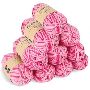 Coopay 10 Pelote de Laine à Tricoter Dégradé, 450g, Multicolore Laine Crochet Doux, 5 Brins Fil à Tricoter, Laine Crochet Tricot pour Layette, Écharpe, Chaussettes - Rose (YutongTech, neuf)
