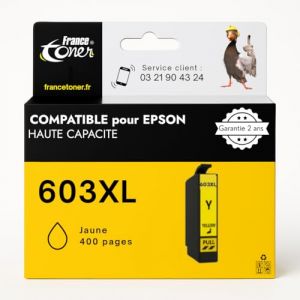 FranceToner - 603XL - Cartouches Compatibles pour Epson 603 XL &ndash; pour Encre epson 603 Jaune Expression Home XP2100, XP2105, XP3100, XP4100, Workforce WF2810, WF2830, WF2835 (603XL Jaune) (FranceToner, neuf)