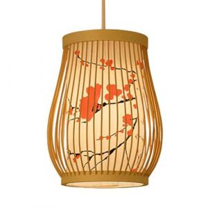 LQZCXMF Plafonniers Suspendus Plafonnier Suspendu en Bambou Naturel Lustre avec Baldaquin en Bois Abat-Jour en PVC À Motifs Assortis Salle À Manger Réglable De Style Sud-est Asiatique (XINMOMO, neuf)