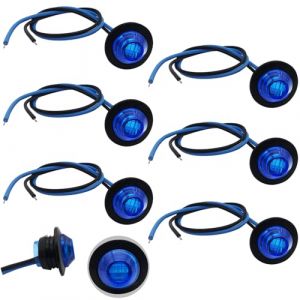 CTRICALVER Rond LED Feux de C&ocirc;t&eacute;, 3/4 Pouce Feux de Gabarit Lat&eacute;raux Imperm&eacute;able Convient pour caravane de remorque, bateau, bus, camion, 12V/24V Universel Feux Indicateurs de Position (Bleu) (CTRICALVER-FR, neuf)
