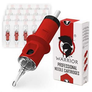 WARRIOR RED Cartouches aiguilles Tatouage Round Shar Tattoo Needle Cartridge Stérilisée Professionnelle 20pcs Acier Chirurgical 316L Maquillage Permanent Jetable (0.35mm-1209RS) (Z&Z PUNK SHOPPING, neuf)