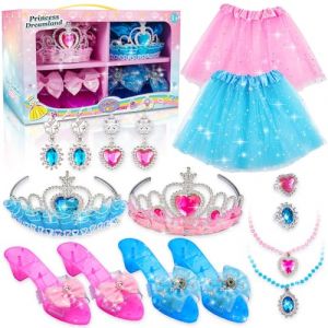 Geebiiny Cadeau Fille 2 3 4 5 6 Ans, Robe Princesse Fille Jouet Fille 3-7 Ans Costume Enfant Cadeau Anniversaire Fille Couronne Princesse Jouet Enfant 3-7 Ans Princesse Déguisements pour Enfants (LespielGO-FR, neuf)