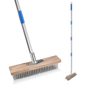 Balai de rue avec manche, balai métallique avec manche, brosse métallique de 1,6 m, balai à récurer, balai avec manche, brosse métallique, balai en fil d'acier avec manche télescopique, brosse en (CEANNA, neuf)
