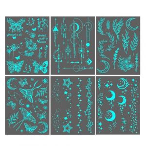 Autocollant corporel phosphorescent - Autocollant de tatouage lumineux, Décalcomanies d'art corporel fluorescentes | Maquillage de nuit étanche pour festival, club, fête de vacances, événements à thèm (anyusc, neuf)