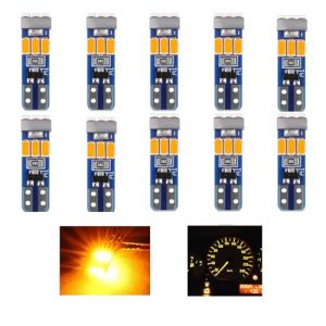 SUCANY T5 LED W3W Ampoules,Ampoule &agrave; LED 2721 27 37 286 PC74,12V 300LM 0.6W 9SMD 3014 Chips,Convient Aux Indicateurs Du Tableau De Bord Et Du Groupe D'Instruments De L'Automobile (Jaune - 10 Pi&egrave;ces) (SUCANY Store, neuf)