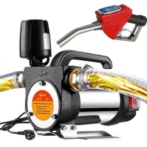 Pompe diesel électrique 220V Pompe de transfert 60L/min Pompe à carburant électrique auto-amorçante Pompe d'aspiration avec buse d'arrêt automatique Tuyau de 6M (Mierjia-us, neuf)
