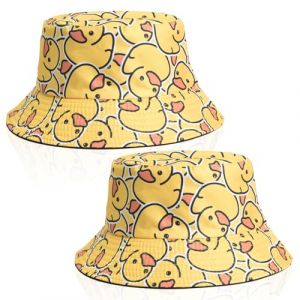 SAIIURV 2 Pièces Chapeaux de Seau, Bob Chapeau de Pêcheur Femme Homme, Chapeaus de Soleil Été Casquettes Pêcheur Pliable, Chapeau de Plage (FR/ES, Alpha/Lettres, Taille Unique, Jaune) (SHAOJU SJ, neuf)