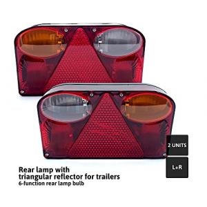 DOJA Barcelona | Feu Remorque | Feux Arriere 6 Fonctions &agrave; Ampoule | 12V | Feu Position Arri&egrave;re, &Eacute;clairage Plaque Laterale, STOP, Clignotant, Recul, Antibrouillard | pour Remorque, Camion... (DOJA Barcelona, neuf)