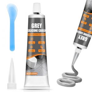 ALLONY Silicone Gris, Joint Silicone, silicone Sanitaire, Mastic silicones de Construction, Hautement Elastique, Mastic Gris pour joints Bains Cuisine Fen&ecirc;tres Carrelage, Int&eacute;rieur Ext&eacute;rieur, 100ML (SUQIAN, neuf)