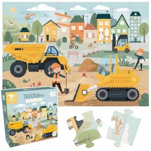 Hoppla - Puzzle Enfant XL - Truck in The City - Puzzle géant, 69x49cm - 48 pièces - Dès 4 Ans - Puzzle Chantier, tractopelle, Construction, Camion - Jeu éducatif - Cadeau garçon (EVERSEA, neuf)