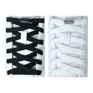 Olukssck 2 Paires Élastiques Lacets Plats avec Fermeture en Métal, Élastiques sans Nœuds Cravate Lacets pour Enfants et Adultes, Lacets de Sport de Chaussures pour Toutes Les Chaussures, Noir+Blanc (Bishicheng Trading Co., Ltd., neuf)