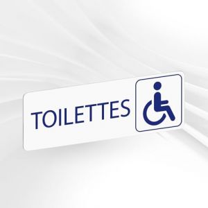 Plaque Signalétique Toilettes Handicapés – Plaque De Porte Adhésive PVC 5 x 15 cm – 20 Couleurs Disponibles (Blanc écrit bleu) (GRAVURE ET COMPAGNIE, neuf)