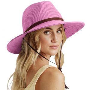 DRESHOW Femme Homme Chapeau de Paille Panama Unisexe Chapeau Été Large Bord Chapeau de Soleil Anti-UV Chapeau de Soleil (Dreshow, neuf)
