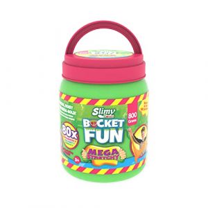 Slimy Bucket Fun Masse de jeu Mega Slime originale 800 g pour enfants avec du slime dans un seau extra large, pâte à modeler élastique, cadeau pour enfants (à partir de 3 ans), couleur : vert (TackToys, neuf)