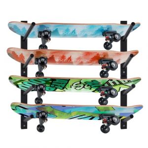 BiJun Support mural pour skateboard, support mural de snowboard, &eacute;tag&egrave;re murale de ski horizontale, support de rangement pour planche &agrave; roulettes, suspension murale longboard (BiJun fr, neuf)