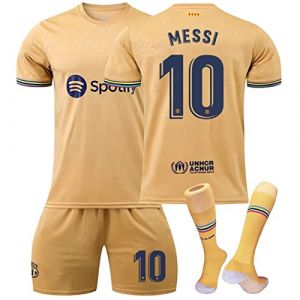 Maillot Barcelone Enfant de Foot Retro Soccer Jersey, 10 Maillot Classique, Ensemble Barca Enfant et Adultes, Garçon Vêtements de Football Extérieur Tshirt, Short avec Chaussette (FTRGHNY, neuf)