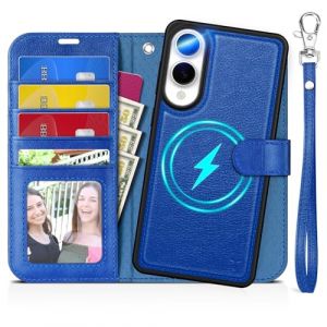 TUCCH Etui pour Galaxy S25 Edge 5G, Coque Dragonne [RFID Blocage] Portefeuille Cuir Synth&eacute;tique, 2 en 1 Amovible Housse Folio TPU Clapet B&eacute;quille Protection pour S25 Edge 6,7" - Bleu Saphir Textur&eacute; (EC-GLOBAL FR, neuf)