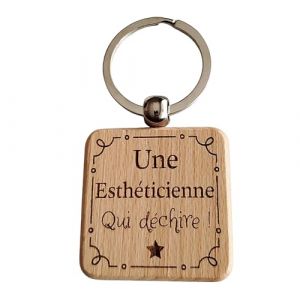 Porte-Cl&eacute;s en Bois Grav&eacute; Personnalis&eacute; - Id&eacute;e Cadeau Esth&eacute;ticienne Femme Unique pour Coll&egrave;gue de Travail, Ami, Famille - Porte Clef Esth&eacute;ticienne Id&eacute;al pour Cadeau de No&euml;l, Anniversaire (bomoski, neuf)
