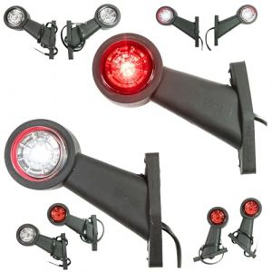 Web Truck 2 x LED caoutchouc feu de gabarit latéral 12V 24V avec homologation E feu de position voiture camion caravane voiture lampe lumière blanc rouge oblique court (WEB TRUCK, neuf)