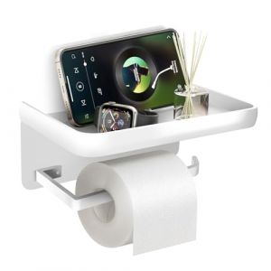 Porte Papier Toilette Mural Support Papier Toilette Murale sans Percage Derouleur Porte Rouleau WC DéRouleur DéVidoir, Salle de Bain Accessoire (Blanc) (STORE TISTIRNT, neuf)