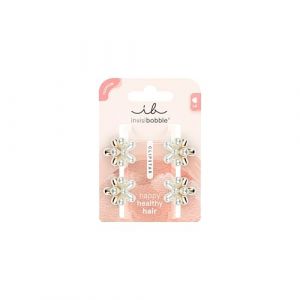 invisibobble Clipstar S Pearly Flower (4 pièces) - Petites barrettes à cheveux avec fleur perlée - Pour femmes, filles et cheveux fins - Pinces à cheveux dorées pour un style élégant (New Flag GmbH, neuf)