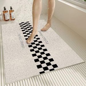 Pevfeciy Tapis de Douche antid&eacute;rapant 120x80 cm Grand Tapis de Bain de Style Moderne en PVC Doux et Confortable avec Trous de Drainage, Haute perm&eacute;abilit&eacute; &agrave; l'eau, adapt&eacute; aux Zones humides (ENJOYHOMES, neuf)