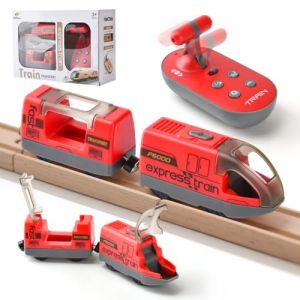 LTFIOON Train de Locomotives &agrave; Piles,Jouet de Train &eacute;lectrique pour Rails en Bois(Connexion Magn&eacute;tique),Compatible avec Thomas,Brio,Chuggington,Jouet &Eacute;ducatif Cadeau pour Enfants 3 4 5 6+ Ans (Rouge) (LTFCash-EU, neuf)