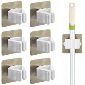 EJRUP 6 Pi&egrave;ces Accroche Balai Mural,Sans Percage Porte Balais Mural, Range Balai Mural,Accroche Balai Mural, pour la Cuisine, L'escalier, La Salle de Bain, Le Garage(Blanc) (Anilalowbility, neuf)