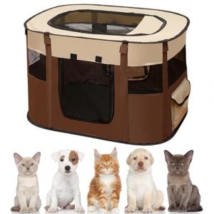 Parc pour chiots - 80 x 60 x 55 cm - Enclos pour chiens, chats, lapins et petits animaux - Intérieur et extérieur (EUBSWA-FR, neuf)