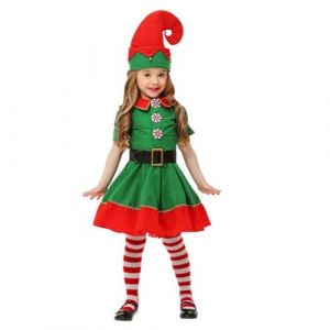 Costume Lutin Femme Homme Gar&ccedil;On Fille D&eacute;Guisement Noel Enfant 100-180Cm Pour Famille Ado Et Enfant,D&eacute;Guisement Avec Chapeau, Jupe,Ceinture,Chaussettes/ Chaussures,D'Elfe De No&euml;L Parent Costume (WHxiancong, neuf)