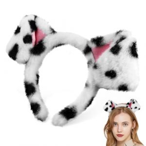 UKCOCO Bandeau Dalmatien Duveteux en Tissu Doux Oreilles de Chien, Serrage-t&ecirc;te Costume Animal Adulte pour Soins du Visage, Accessoire Cosplay F&ecirc;te et D&eacute;guisement, Bandeau Confortable (Fruitscher, neuf)