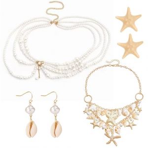 JeVenis costume de sirène pour femme d'accessoires de costume de sirène pinces à cheveux étoile de mer bijoux en coquillage pour halloween cosplay carnaval (JeVenis EU, neuf)