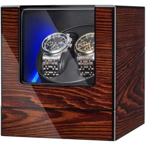 BEWISHOME Remontoir Montre Automatique avec éclairage LED, Boite Remontoir pour Montre Automatique avec Moteur Silencieux, 4 Modes, Alimentation par Batterie ou Adaptateur Type-C, ESYQ02Y (BEWISHOME Direct, neuf)