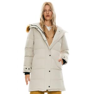Orolay Manteau en Duvet Isol&eacute; pour Femme Veste Matelass&eacute;e &agrave; Capuche D'hiver en Fausse Fourrure Beige L (surblue, neuf)