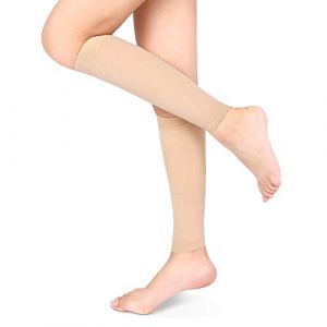 Yosoo Chaussettes de Compression Mollet, Bas de Compression pour Varices, Molletière Protège23-32 mmHg Classe 2 pour Hommes et Femmes, Ultra Légère, Élastique du Traitement, Varices, Beige, L (Ironcty, neuf)