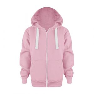 Sweat à Capuchon Enfant Garçon Zippé Veste de Survêtement en Coton à Capuche de Couleur Unie pour Enfants Sweat a Capuche Garcon Fille Manteau Full Zip Hoodie Sweat-Shirt (Pink, 9-10 Years) (HuryM (7-12 jours de livraison), neuf)