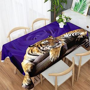 Morbuy Nappe de Table Rectangulaire Imperméable, Motif Tigre Nappes Anti Tâches Infroissable Couverture de Table à Manger pour Fête Cuisine Jardin Picnic (140x260cm,Fleur Rose Pourpre) (Morbuy, neuf)