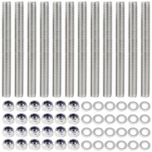 TTYSHIP® 12 Pcs Tige Filetée M8, Tiges Filetées M8 x 100mm en Acier Inoxydable 304 avec 24 Écrou Hexagonal et 24 Rondelles pour Secteur de la Construction (TTYSHIP, neuf)