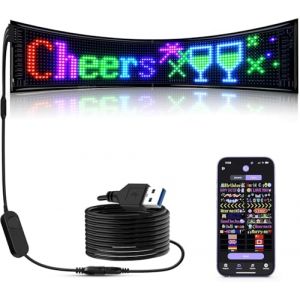 Qnoavve Enseigne LED Programmable | Tableau d'affichage LED flexible de 68 x 12 cm avec commande APP | Panneau LED personnalis&eacute; USB 5V pour magasin, publicit&eacute;, f&ecirc;te, bar (QNOAVVE, neuf)