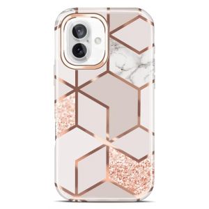 JAHOLAN Coque de protection pour iPhone 16 Plus 6,7 pouces de 2024 &ndash; Coque de protection &agrave; paillettes effet marbre &ndash; Coque de protection antichoc &ndash; Coque arri&egrave;re rigide fine pour iPhone 16 Plus 6,7 po (RXKEJIEU, neuf)