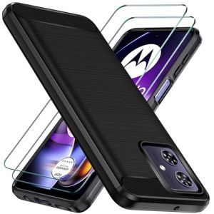 ivoler Coque Silicone pour Motorola Moto G54 5G avec 2 Pièces Verre Trempé, [Protection Antichoc Militaire] Étui de Protection, Mince Souple TPU Anti-Rayures Dos Bumper Housse, Noir (AYRmall-AMFR, neuf)