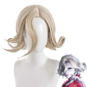 HBYLEE - Anime Coser pruik Coser pruik Cosnattes identité de jeu v sang Queen Mary Cosplay Perruque courte abricot bouclé ondulé costume cheveux pour femmes filles perruques [couleur unique] (弘玟商贸店, neuf)